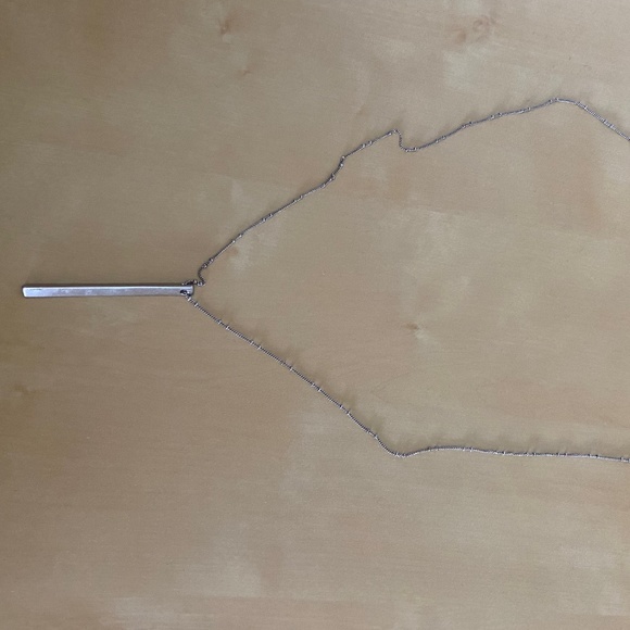 Silver 3D Bar Necklace - Picture 3 of 5